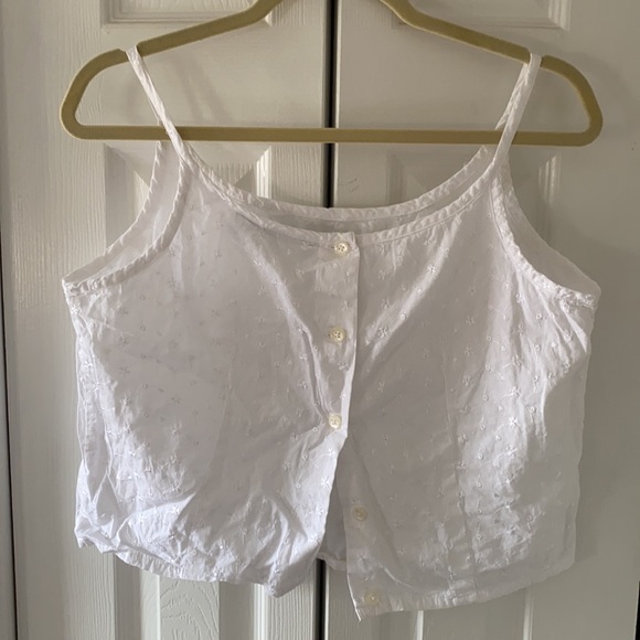 White Embroidered Cotton Tank - Picture 2 of 6